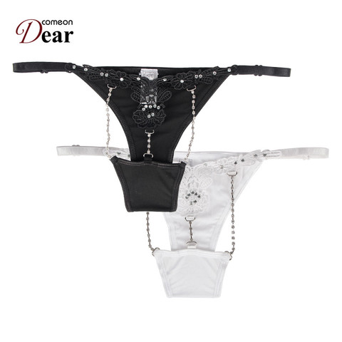 Comeondear, Tanga Sexy en negro con diamantes, Tangas eróticas Sexi para Mujer, Culotte de cintura baja con agujeros para Mujer, bragas blancas 3x Tanga PB5109 ► Foto 1/6