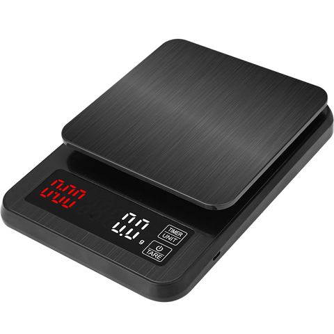 Balanza de cocina electrónica de precisión de 5 kg/0,1g, 10 kg/1g, báscula de café Digital LCD con temporizador, balanza de peso para el hogar ► Foto 1/6