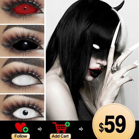 Sclera-lentes de contacto para Halloween, Cosplay de Ojos de Anime, lentes de Ojos de demonio blanco y negro, lentes de contacto coloridos para ojos ► Foto 1/6