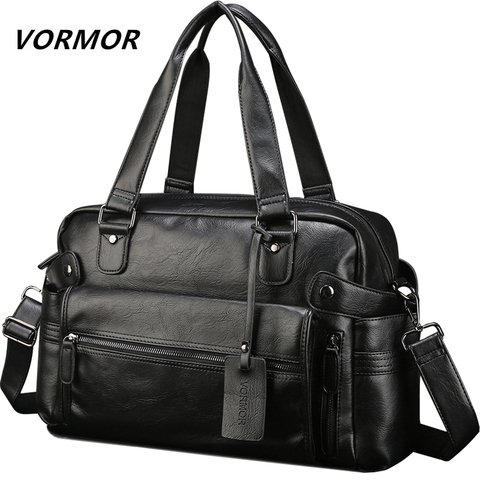 Vormor pu hombres de negocios bolsa de cuero mano Bolsas hombres Bolsas de viaje ordenador portátil maletín para el hombre ► Foto 1/6