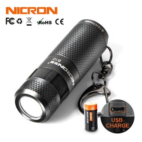 Mini linterna LED NICRON B10 impermeable IP4X USB recargable batería de ion de litio linterna llavero para iluminación al aire libre ► Foto 1/6