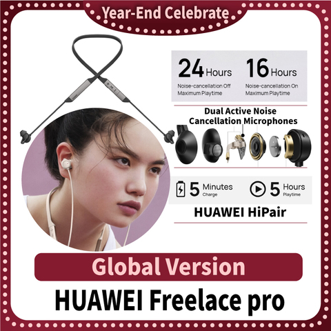 HUAWEI-auriculares inalámbricos FreeLace Pro versión Global, cascos con Bluetooth, diseño de 3 micrófonos, cancelación activa del ruido, carga rápida ► Foto 1/6