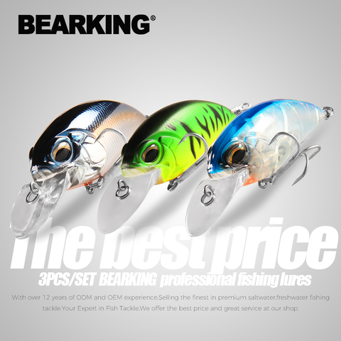 BEARKING-SEÑUELOS Crankbait para pesca, cebo duro Artificial para pescar, 3 uds. Por juego, 65mm, 14g, 16g, 2-3,5 m ► Foto 1/6