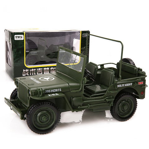 KAIDIWEI 1:18 táctica militar modelo Jeeps viejo de la II Guerra Mundial Willis vehículos militares coche en miniatura de aleación para niños táctico Jeep juguete ► Foto 1/5