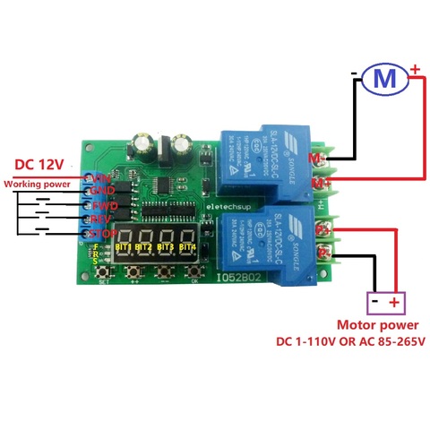 Controlador de Motor multifunción DC/AC, 12V, 30A, tablero de relé, Control de marcha atrás, retardo automático, módulo de interruptor de inicio y parada de ciclo ► Foto 1/1