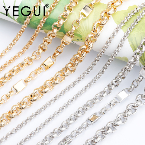 YEGUI-collar de pulsera hecho a mano, accesorios de joyería, cadena artesanal, chapado en oro de 18k, 0,3 micras, rodio plateado, 1 m/lote ► Foto 1/6