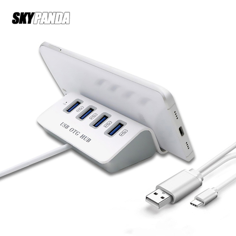 Adaptador OTG tipo C para Xiaomi 6 GALAXY S8 Macbook Pro, de 4 puertos USB 2,0 multipuerto, sin aplicación, necesita soporte para teléfono ABS ► Foto 1/6