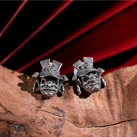 Pendientes de estilo Retro Punk para hombre y mujer, aretes de tuerca de calavera de guerrero vikingo, aretes de Cruz del cráneo para hombre y mujer, aretes góticos, pendientes de fiesta para regalo ► Foto 1/6