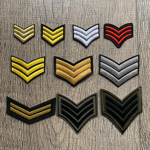 Parches bordados de rango militar para ropa, Logo militar táctico, planchado, insignia para chaqueta, apliques, oro, plata, rojo, venta al por mayor ► Foto 1/6