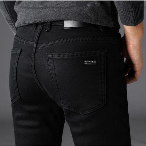 Pantalones vaqueros clásicos para hombre, Jeans de marca avanzada, elástico suave, negro, para motorista ► Foto 1/6