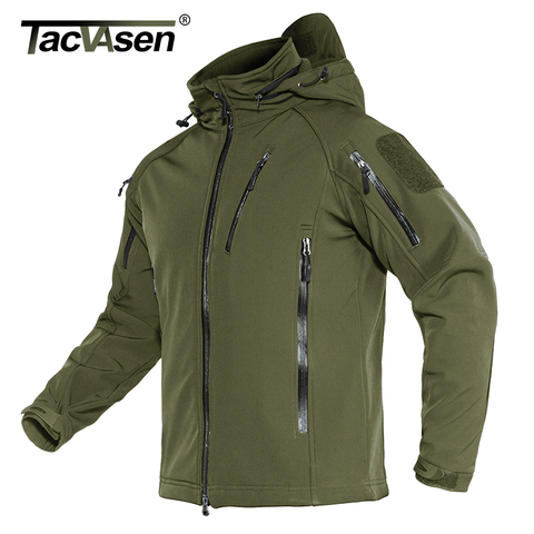 TACVASEN Airsoft-chaqueta táctica militar para hombre, forro polar de invierno con capucha, chaqueta Softshell del ejército, abrigo de asalto a prueba de viento, 4XL ► Foto 1/6