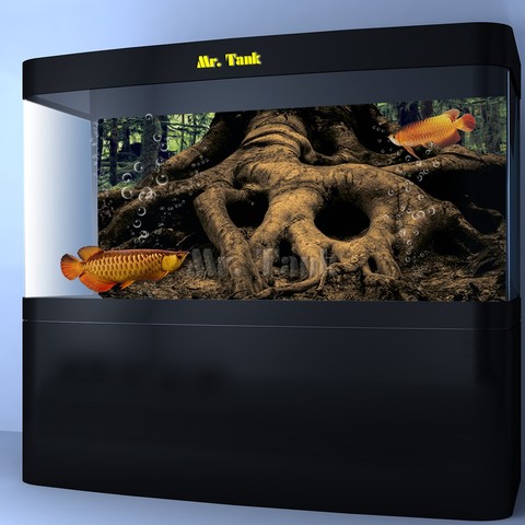 Personalizado de gran fondo de acuario cartel con auto-adhesivo de alta definición de raíz de árbol peces de PVC tanque foto decoración pegatina ► Foto 1/5