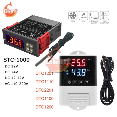 STC-1000 V 24V 12V 72V 220V Termostato Digital LED DTC1201 DTC1110 DTC2201 DTC1100 DTC1200 controlador de temperatura para incubadora ► Foto 1/6