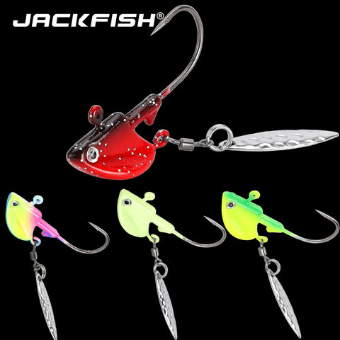 JACKFISH-anzuelos de cabeza de Metal, 3g, 7g, 10g, 14g, 21g, gancho de cabeza de plomo, señuelo Artificial, lentejuelas, Multicolor, aparejos de pesca ► Foto 1/6