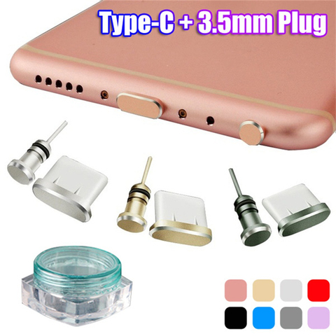 Puerto de carga tipo C metálico de colores, antipolvo, conector de 3,5mm para auriculares, enchufe antipolvo para Samsung S10, accesorios para teléfonos ► Foto 1/6