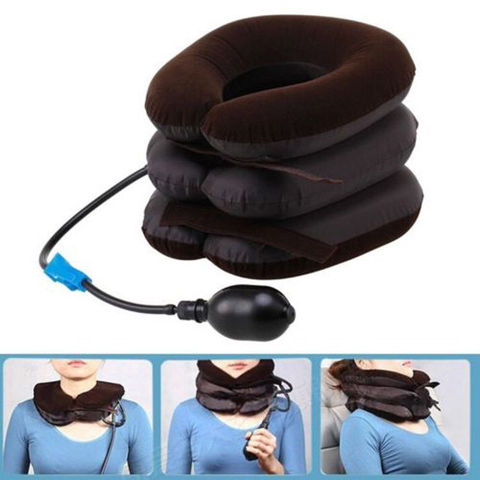 Cojín para cuello en forma de U, almohada inflable para cuello, cervicales, dolor de cabeza, dispositivo de tracción, soporte suave ► Foto 1/6