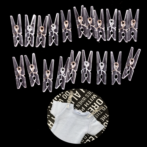 Pinzas transparentes de calidad de clavija, pinza de ropa transparente de 25mm, para fotos, fiestas y decoración del hogar, 20 Uds. ► Foto 1/6