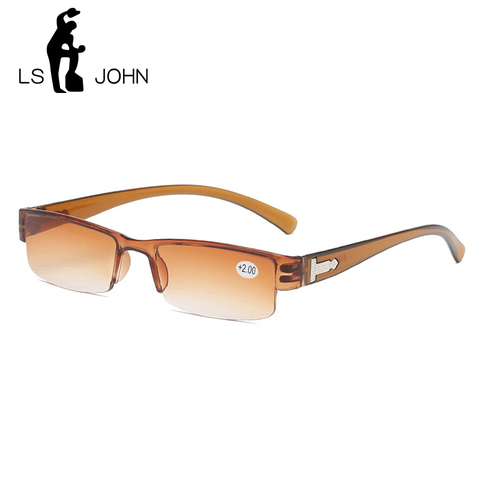 LS JOHN-gafas de lectura coreanas para hombres y mujeres, lentes transparentes de medio marco para leer, para presbicia, 1,0, 1,5, 2,0, 2,5, 3,0, 3,5, 4,0 ► Foto 1/6