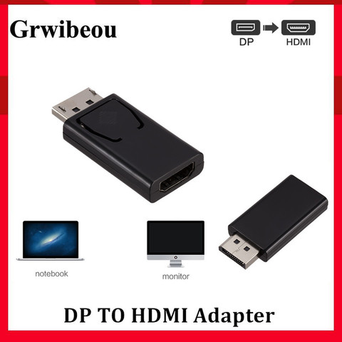 Grwibeou-Puerto de pantalla DP macho a HDMI hembra, adaptador negro de alta calidad Dp a Hdmi, convertidor para HDTV PC DP a HDMI ► Foto 1/6