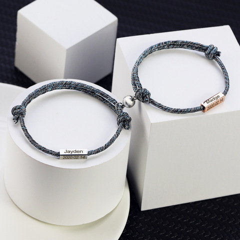 Pulsera con nombre de pareja personalizada para amantes, con grabado personalizado, iniciales, regalos de San Valentín, letras, joyería de mano para mujer ► Foto 1/6