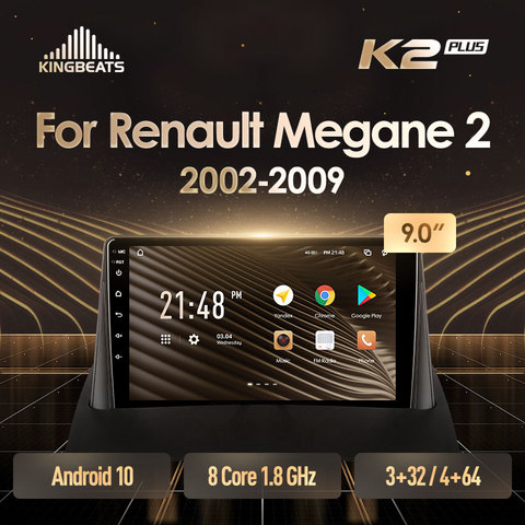 KingBeats Android 10 Octa-Core unidad HU 4G en el tablero del coche Radio Multimedia reproductor de Video GPS de navegación para Renault Megane 2 2002 - 2009 SIN dvd 2 din doble Din Android estéreo de coche 2din ► Foto 1/6