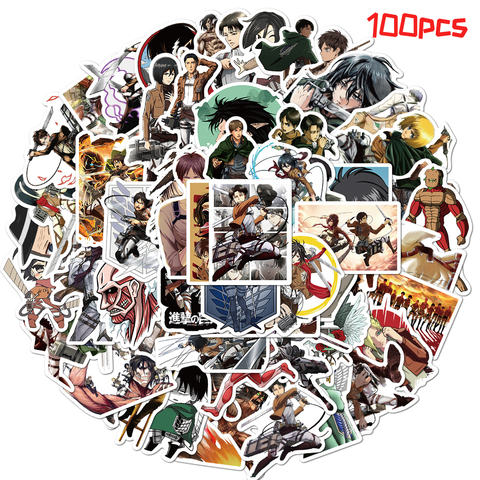 100 unids/set Anime el ataque de los titanes Sticker pegatina de dibujos animados para Skateboard motocicleta ScrapbookDiy juguete, portátil Snowboard equipaje ► Foto 1/6