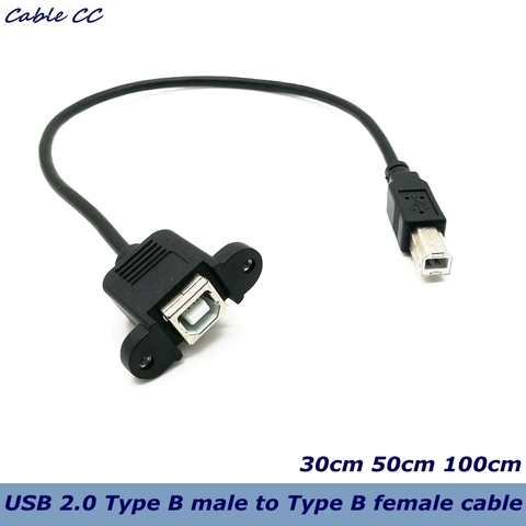 Cable de datos de extensión m/F macho a hembra, 0,3 m, 0,5 M, USB 2,0 tipo B, montaje de Panel para impresora o adaptador de conector de impresora 3D ► Foto 1/4