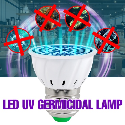 Lámpara de desinfección UV E27 lámpara esterilizadora LED MR16, bombilla germicida UVC, luz ultravioleta GU10, 48, 60, 80LED, Amuchina B22 ► Foto 1/6