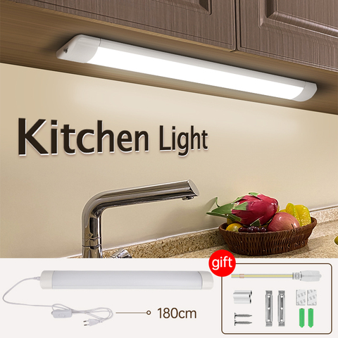 Conjunto completo de tubo Led en luces led para gabinetes de cocina dormitorio armario luz 220V 110V/30/50/60cm lámpara de pared led Bar ► Foto 1/6