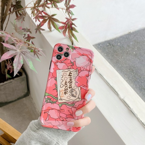  Funda de teléfono con diseño de flores rosas