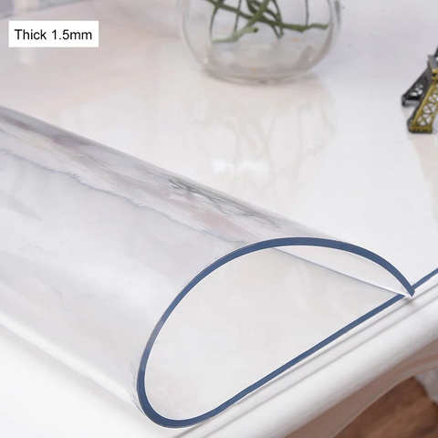 Mantel transparente de PVC de 1,5mm, cubierta de mesa impermeable rectangular, a prueba de aceite, paño de vidrio suave, Decoración de cocina ► Foto 1/6