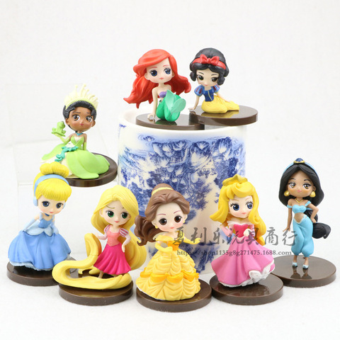 8 unids/set Princesas de Disney de PVC modelo blanco nieve Cenicienta Ariel Belle animación occidental estatuillas chicos juguetes pastel Decoración ► Foto 1/4