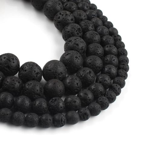 Natural volcánico roca de Lava negro cuentas de piedra cuentas espaciadoras sueltas para fabricación de joyería DIY accesorios de la pulsera 15 