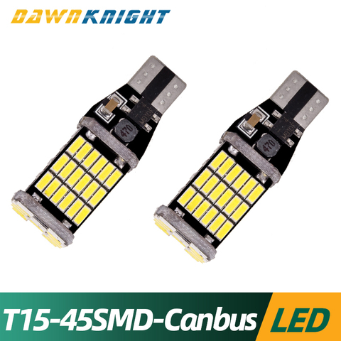 Luz Led de señal de coche T15 W16W, luz trasera de frenos, señal de giro, 4014, 45SMD, Canbus, sin errores, W6W T15, luz de reserva de apoyo, 2 uds. ► Foto 1/6