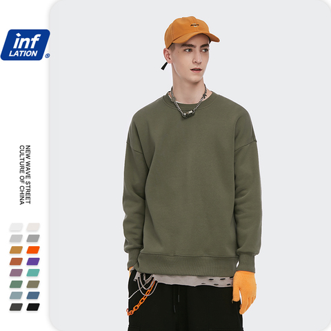 Inflar 2022 invierno hombres grueso polar sudadera Unsex Hip Hop Multi-color sudadera hombres liso básico invierno sudaderas 166W17 ► Foto 1/6