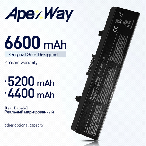 Apexway, batería para ordenador portátil, GW240 297 M911G RN873 RU586 XR693 para Dell Inspiron 1525, 1526, 1545, 1546 X284g para Dell Vostro 500 ► Foto 1/4