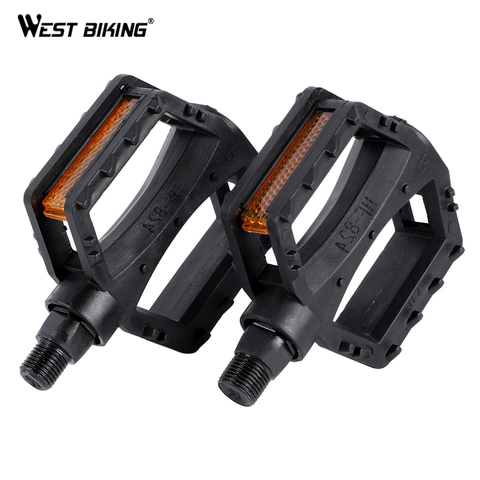 WEST BIKING-pedales ultraligeros de plástico para niños, 12mm, 14mm, antideslizantes, reflectores de advertencia de seguridad ► Foto 1/6