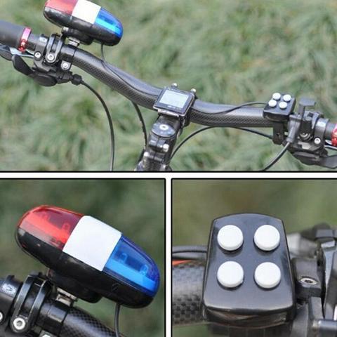 Sirena de policía para bicicleta, 6 luces LED intermitentes, 4 sonidos, trompeta, luz trasera, B2Cshop, E0T2 ► Foto 1/6