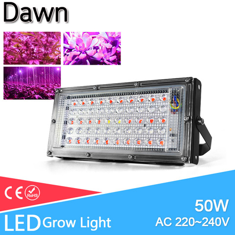 LED crecer luz reflector E27 lámpara LED espectro completo 50W AC 220V planta de interior lámpara IR UV para la floración sistema hidropónico ► Foto 1/6