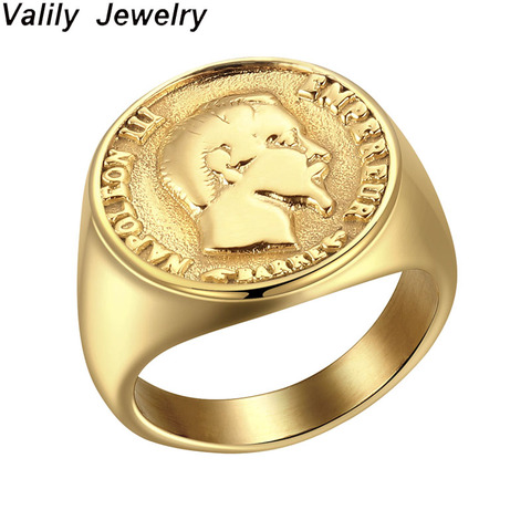 Valily-anillo de acero inoxidable para hombre y mujer, sortijas de monedas de estilo Punk, de acero inoxidable, Color dorado y plateado, para hombre y mujer ► Foto 1/6