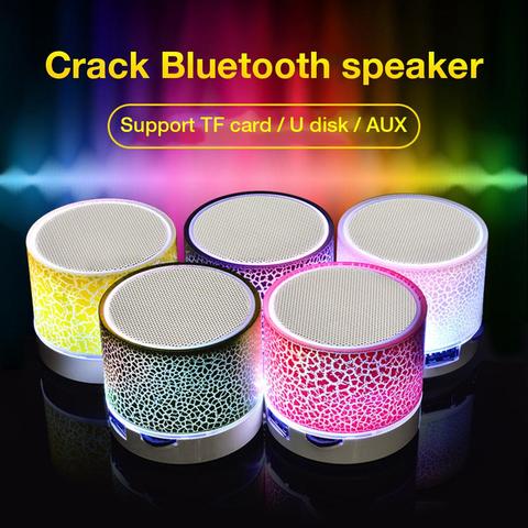 Minialtavoz Bluetooth inalámbrico con luz de colores, sonido de grietas, Mini Subwoofer de teléfono móvil, compatible con tarjeta TF/disco U/AUX ► Foto 1/6