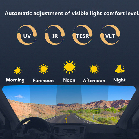 SUNICE-tinte Solar para coche, película fotocrómica de tinte de ventanilla, Control de calor, 50x50cm, 75% ~ 20% de transmisión, uso de verano ► Foto 1/6