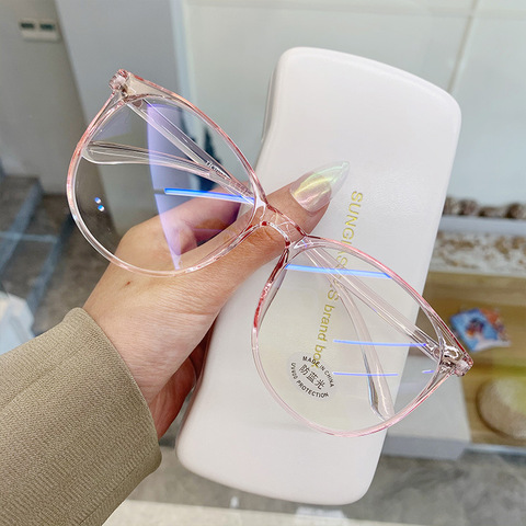 Gafas redondas de ordenador para hombre y mujer, gafas de protección contra luz azul con bloqueo, montura superligera, color rosa y transparente, 2022 ► Foto 1/6