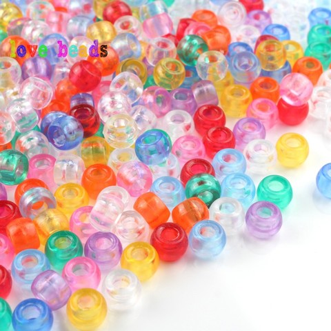 100 unids/lote 6*6*9mm agujero grande perlas de acrílico Color caramelo espaciador perlas para joyería DIY niños collar pulsera ► Foto 1/4