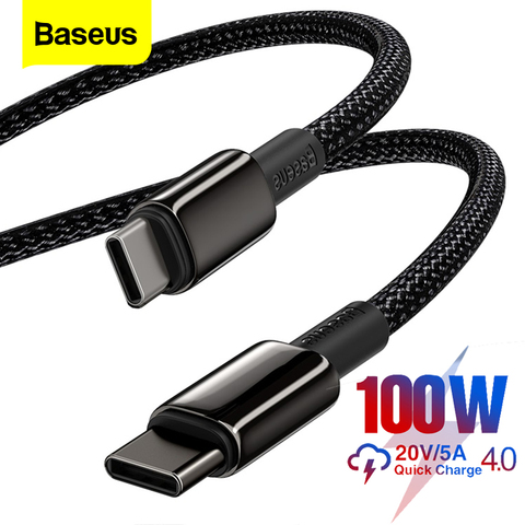 Baseus 100W USB C a USB a Cable de tipo C USB-C de carga rápida Cable de datos with tipo-C de Cable para MacBook iPad Xiaomi Mi 10 Pro Samsung ► Foto 1/6