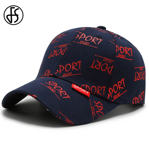 FS de moda estampado letras béisbol gorras para mujeres marina rojo de cara de los hombres de Streetwear joven gorra de Hip Hop coreano sombrero gorra ► Foto 1/6