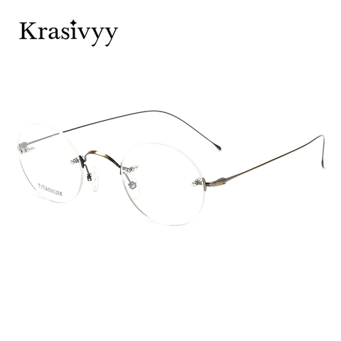 Krasivyy-gafas redondas Vintage sin montura para hombre y mujer, anteojos con diseño coreano y europeo, gafas graduadas con montura ► Foto 1/6