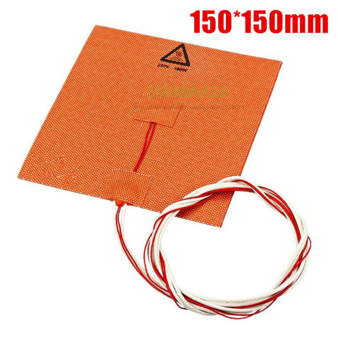 Almohadilla calefactora de silicona para impresora 3D, 110V/220V, 180W, 150x150mm, 150x150mm, NTC, 100K y pegamento ► Foto 1/3