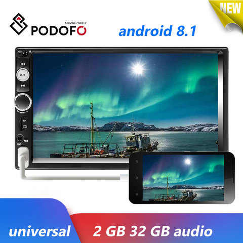 Podofo-Radio Multimedia con GPS para coche, Radio con reproductor, Android 8,1, 2 Din, Audio estéreo, Bluetooth, 7 pulgadas, estéreo, reproductor de vídeo MP5, Universal ► Foto 1/6