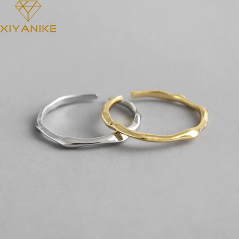 XIYANIKE de Plata de Ley 925 gran oferta geométrico Irregular anillo de moda de las mujeres bien suave minimalista ajustable anillo de la joyería ► Foto 1/6